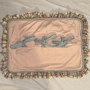 Catfish Bite: Striped Pillow Sham with Ruffled Edges and tie closure